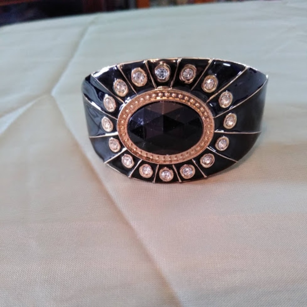 Large Black and Gold Bangle Bracelet